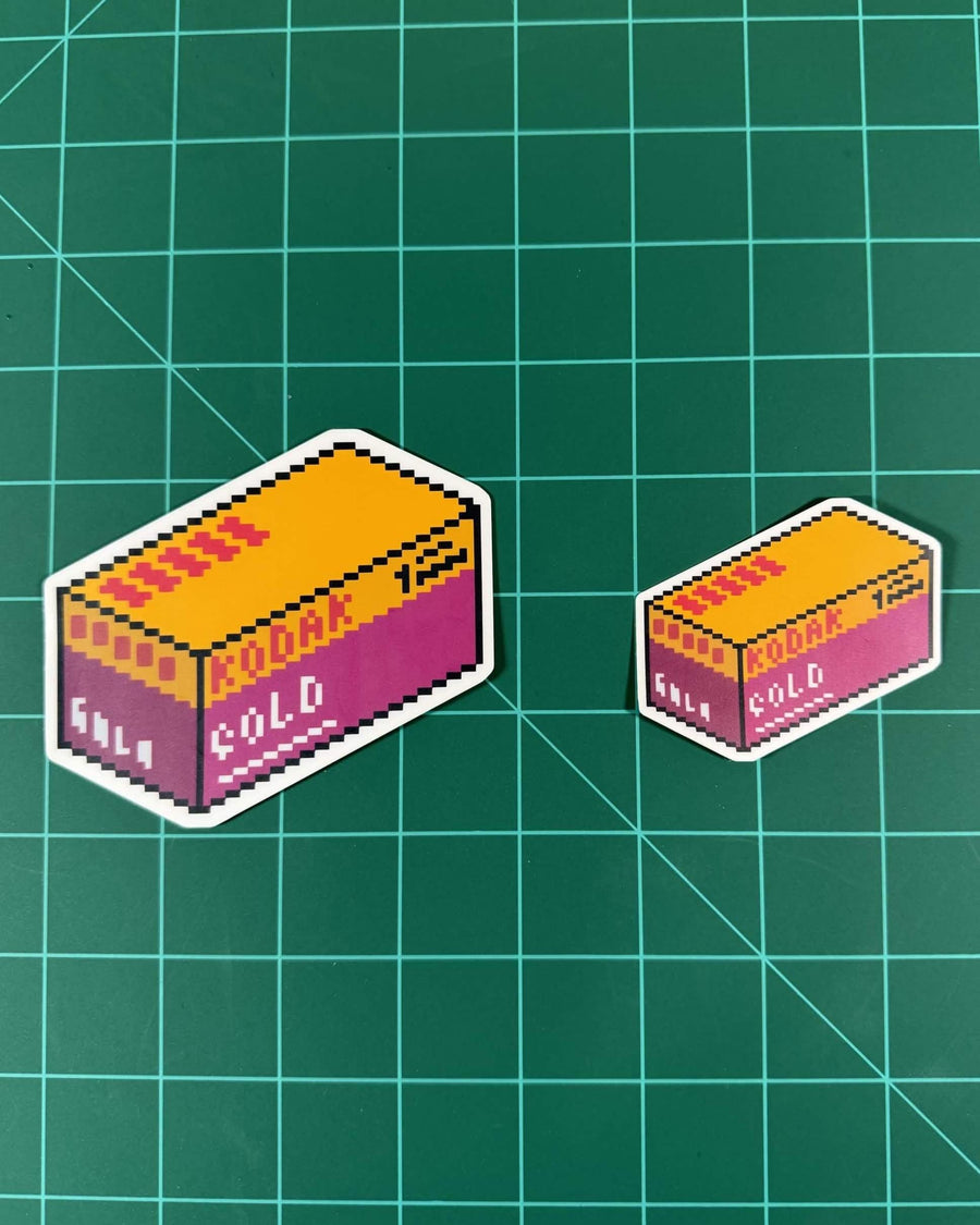 35mm Film Pixel Art Vinyl Sticker Kodak Gold Box