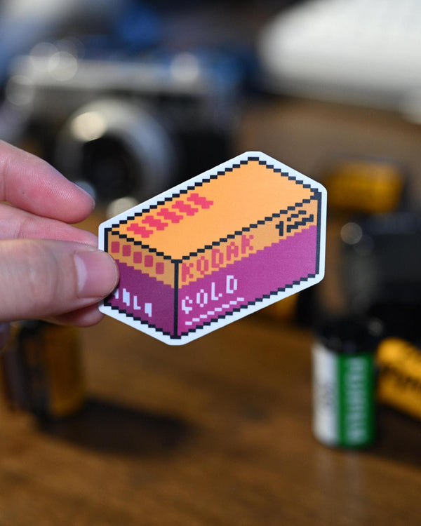 35mm Film Pixel Art Vinyl Sticker Kodak Gold Box